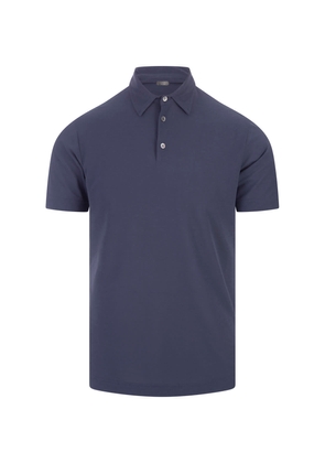 Zanone Avio Blue Cotton Short-Sleeved Polo Shirt