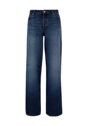 A.p.c. Elisabeth Blue Straight Jeans With Branded Button In Denim Woman