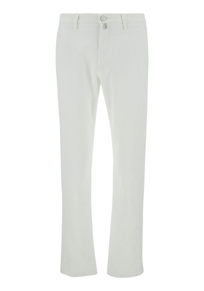 Jacob Cohen Bobby Slim White Pants With Logo Patch In Cotton Man