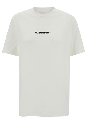 Jil Sander White T-Shirt With Contrasting Logo Print In Cotton Woman