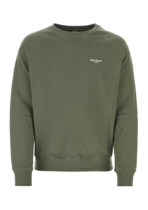 Balmain Army Green Cotton Sweatshirt