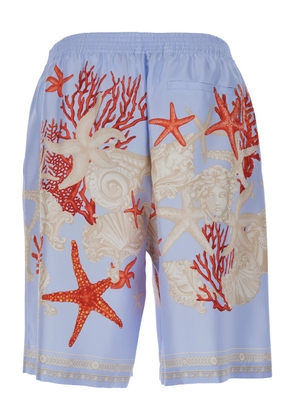 Versace Multicolor Shorts With Seabed Print In Silk Man