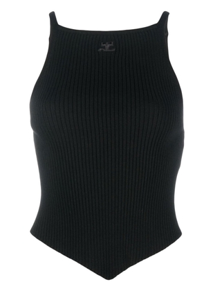 Courrèges embroidered-logo ribbed vest - Black