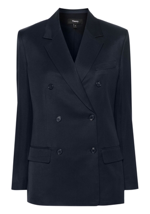 Theory double-breasted twill blazer - Blue