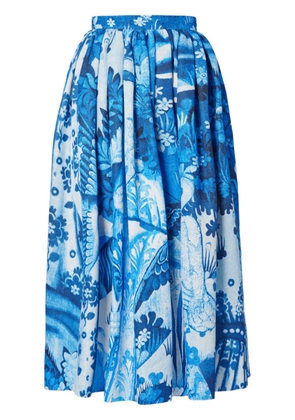 ERDEM graphic-print high-waisted skirt - Blue