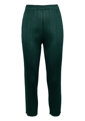 Pleats Please Issey Miyake plissé-effect cropped trousers - Green