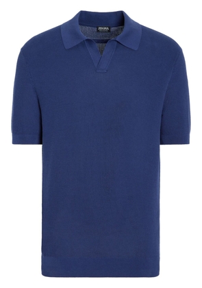 Zegna waffle-effect cotton polo shirt - Blue