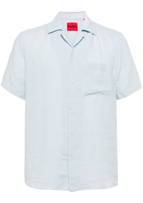 HUGO short-sleeved recycled linen shirt - Blue