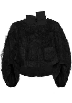 Comme Des Garçons tulle-inserts cropped jacket - Black