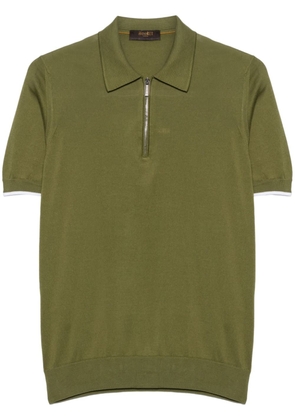 Moorer cotton half-zipped polo shirt - Green
