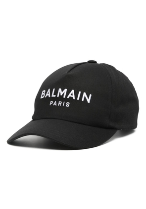Balmain logo-embroidered cotton cap hat - Black