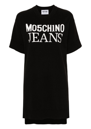 MOSCHINO JEANS jacquard-logo knitted mini dress - Black