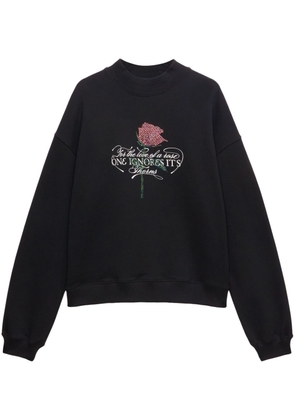 MSGM rhinestone slogan-print sweatshirt - Black