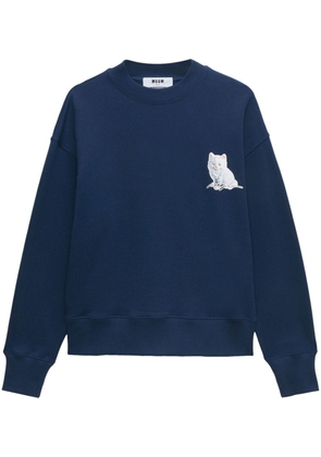 MSGM cat-print cotton sweatshirt - Blue