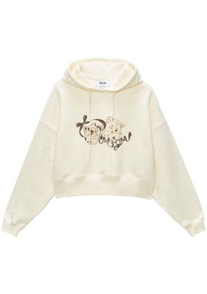 MSGM cat-print cotton hoodie - Neutrals