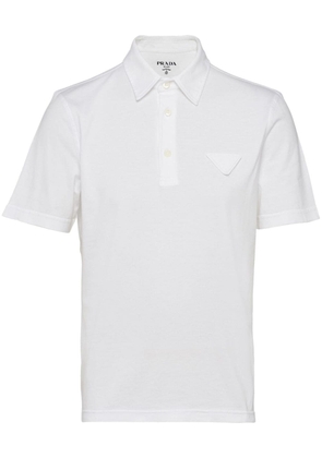 Prada logo-patch cotton polo shirt - White