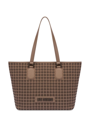 Love Moschino logo-lettering eyelet tote bag - Brown