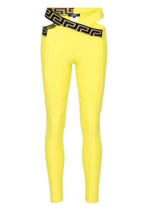 Versace La Greca crossover waistband leggings - Yellow