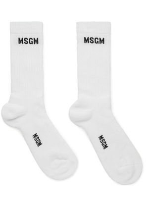 MSGM intarsia-logo knitted socks - White