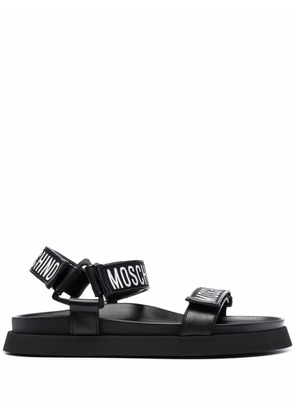 Moschino logo strap leather sandals - Black