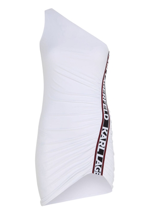 Karl Lagerfeld logo-tape one-shoulder minidress - White