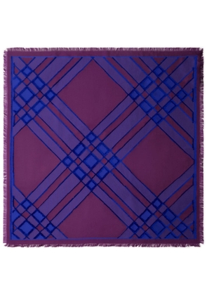 Burberry check silk blend scarf - Purple