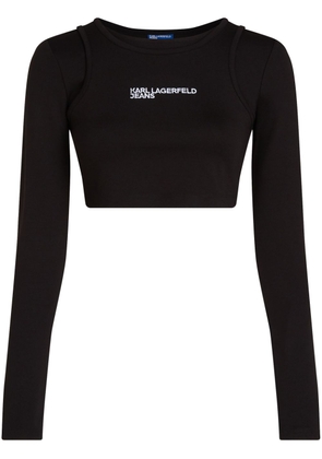 Karl Lagerfeld Jeans logo-embroidered layered T-shirt - Black