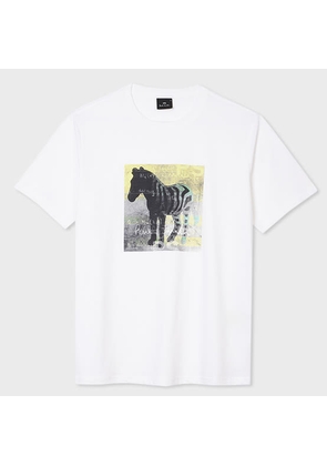 PS Paul Smith White 'Zebra Square' Print Cotton T-Shirt