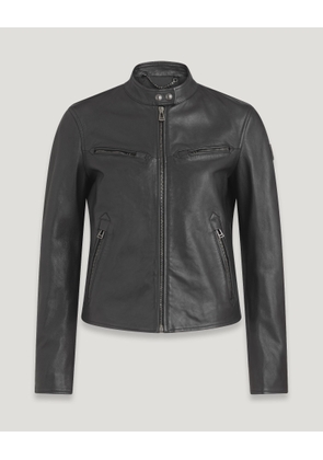 Belstaff Pine Jacket Women's Cheviot Leather Black Size UK 18