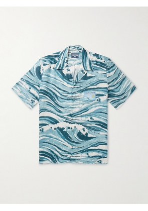Maison Kitsuné - Vilebrequin Charli Convertible-Collar Logo-Appliquéd Printed Linen Shirt - Men - Blue - S