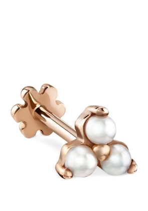 Maria Tash Rose Gold Pearl Trinity Threaded Stud Earring (4.5Mm)