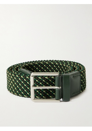 Paul Smith - 3.5cm Leather-Trimmed Woven Elastic Belt - Men - Green - UK/US 32