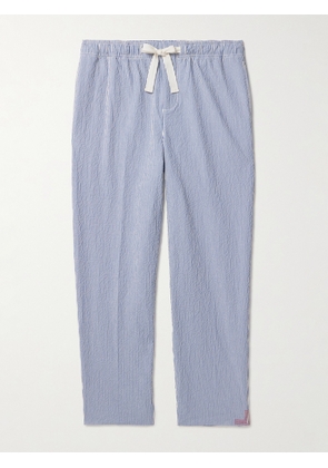 Orlebar Brown - Alex Tapered Striped Cotton-Blend Seersucker Drawstring Trousers - Men - Blue - UK/US 30
