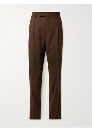 Wacko Maria - Pleated Wool Straight-Leg Trousers - Men - Brown - S