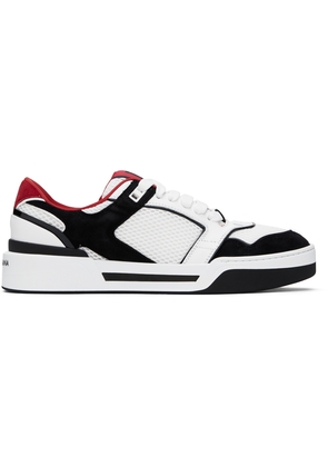 Dolce & Gabbana White & Black Mixed-Material New Roma Sneakers