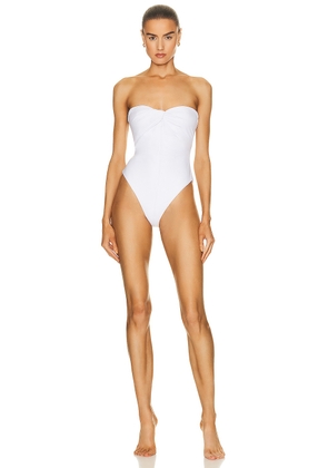 Rosetta Getty Twist Strapless One Piece Swimsuit in White & Multi - White. Size XS (also in ).