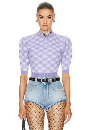 Alessandra Rich Short Sleeve Sweater in Lilac - Lavender. Size 40 (also in 42).