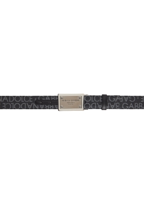 Dolce & Gabbana Black Coated Jacquard Logo Tag Belt