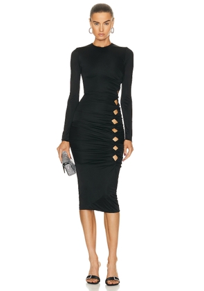 VERSACE Jersey Long Sleeve Dress in Black - Black. Size 36 (also in ).