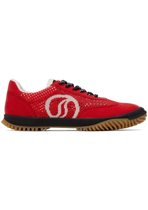 Stella McCartney Red S-Wave Sport Mesh Paneled Sneakers
