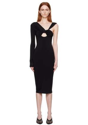 Nensi Dojaka Black Single-Shoulder Midi Dress