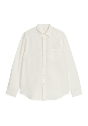 Relaxed Linen-Cotton Shirt - White