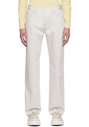 AMI Paris Off-White Straight Fit Trousers