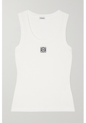Loewe - Embroidered Ribbed Stretch-cotton Tank - White - x small,small,medium,large,x large
