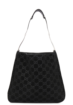 gucci Gucci Monogram Suede Hobo Shoulder Bag in Black - Black. Size all.