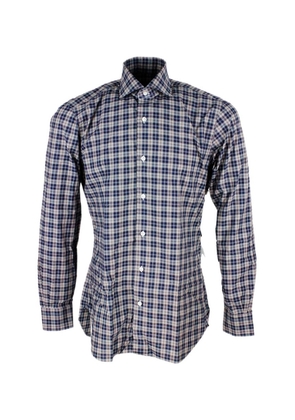Barba Napoli Cult Shirt With Two-Tone Checked Pattern