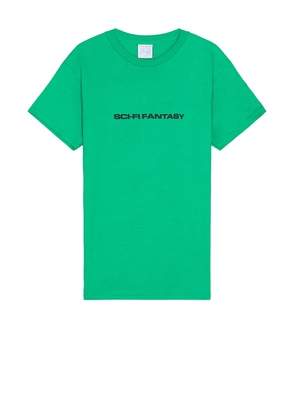 SCI-FI FANTASY Textured Logo Tee in Green - Green. Size L (also in M, S, XL/1X).