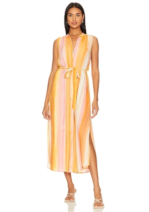 Bella Dahl Sleeveless Pleat Front Midi Dress in Orange. Size S.