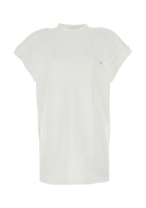 The Attico Shoulder-Padded Waflle-Effect Crewneck T-Shirt