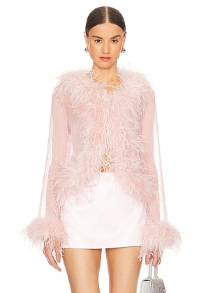 Bubish Gigi Feather Blouse in Blush. Size 6/XS, 8/S.